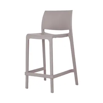 Set of Four 26" Taupe Heavy Duty Plastic Low Back Outdoor Counter Height Bar Chairs