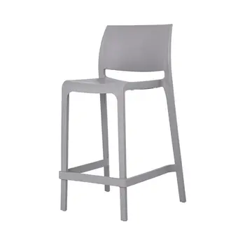 Set of Four 26" Gray Heavy Duty Plastic Low Back Outdoor Counter Height Bar Chairs