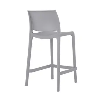 Set of Four 26" Gray Heavy Duty Plastic Low Back Outdoor Counter Height Bar Chairs