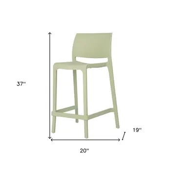 Set of Four 26" Green Heavy Duty Plastic Low Back Outdoor Counter Height Bar Chairs
