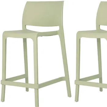 Set of Four 26" Green Heavy Duty Plastic Low Back Outdoor Counter Height Bar Chairs