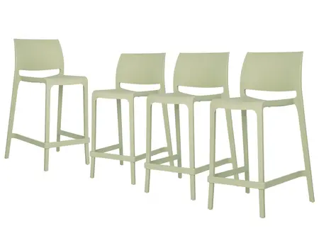 Set of Four 26" Green Heavy Duty Plastic Low Back Outdoor Counter Height Bar Chairs