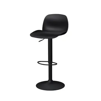 Set of Four Black Heavy Duty Plastic and Metal Mid Back Adjustable Height Swivel Bar Chairs