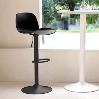 Set of Four Black Heavy Duty Plastic and Metal Mid Back Adjustable Height Swivel Bar Chairs