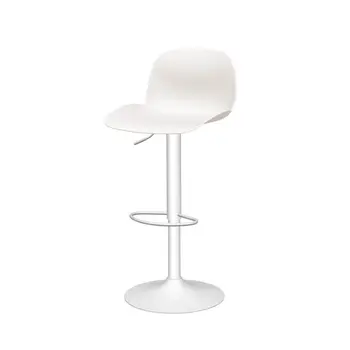 Set of Four White Heavy Duty Plastic and Metal Mid Back Adjustable Height Swivel Bar Chairs