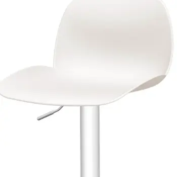 Set of Four White Heavy Duty Plastic and Metal Mid Back Adjustable Height Swivel Bar Chairs