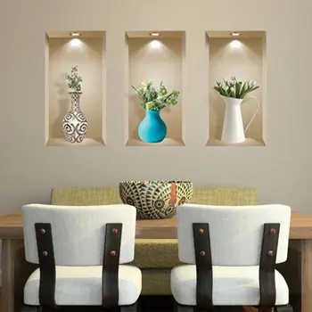 Set of Three Asa Faux Niche 3D Peel and Stick Wall Decals