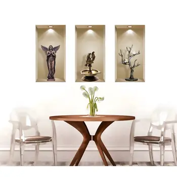 Set of Three Boa Faux Niche 3D Peel and Stick Wall Decals