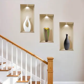 Set of Three Bon Faux Niche 3D Peel and Stick Wall Decals
