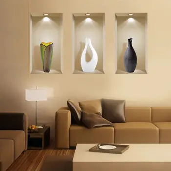 Set of Three Gia Faux Niche 3D Peel and Stick Wall Decals