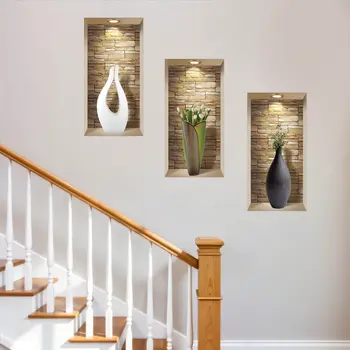 Set of Three Gus Faux Niche 3D Peel and Stick Wall Decals