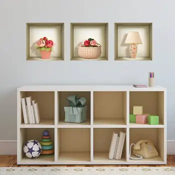 Set of Three Leo Faux Niche 3D Peel and Stick Wall Decals