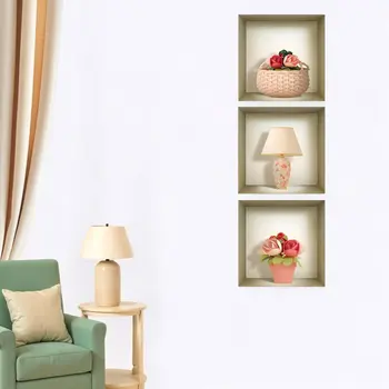 Set of Three Leo Faux Niche 3D Peel and Stick Wall Decals
