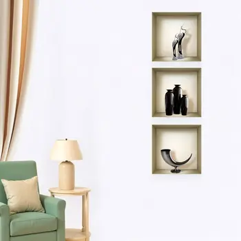 Set of Three Eli Faux Niche 3D Peel and Stick Wall Decals
