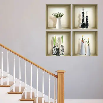 Set of Four Ivy Faux Niche 3D Peel and Stick Wall Decals
