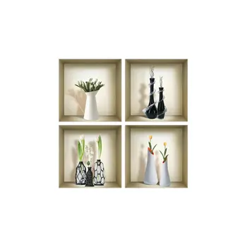 Set of Four Ari Faux Niche 3D Peel and Stick Wall Decals