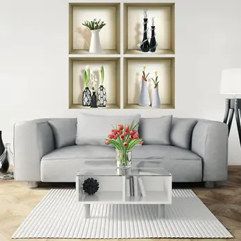Set of Four Ari Faux Niche 3D Peel and Stick Wall Decals