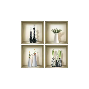 Set of Four Ari Faux Niche 3D Peel and Stick Wall Decals