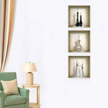 Set of Three Noa Faux Niche 3D Peel and Stick Wall Decals
