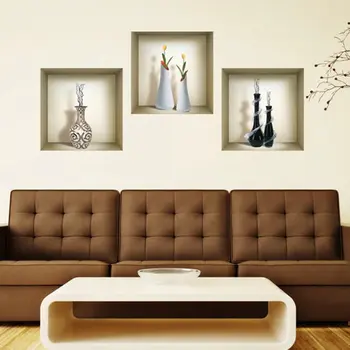 Set of Three Ira Faux Niche 3D Peel and Stick Wall Decals