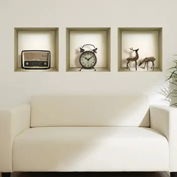 Set of Three Aya Faux Niche 3D Peel and Stick Wall Decals