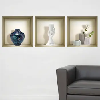 Set of Three Gio Faux Niche 3D Peel and Stick Wall Decals
