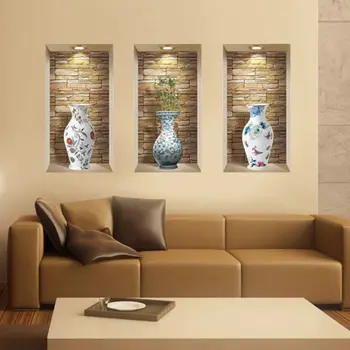 Set of Three Lea Faux Niche 3D Peel and Stick Wall Decals