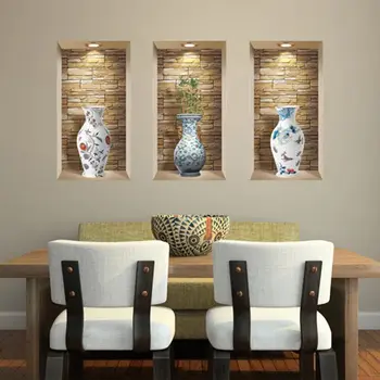 Set of Three Lea Faux Niche 3D Peel and Stick Wall Decals