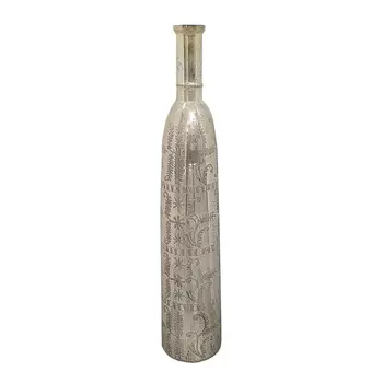 35" Silver Floral Glass Round