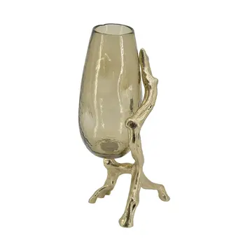 18" Champagne Round Glass Table Vase
