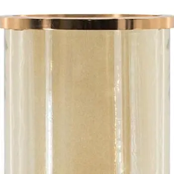 16" Gold And White Round Glass Table Vase