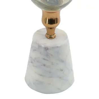 16" Gold And White Round Glass Table Vase