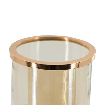 16" Gold And White Round Glass Table Vase