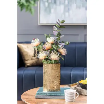 10" Gold Oval Aluminum Table Vase