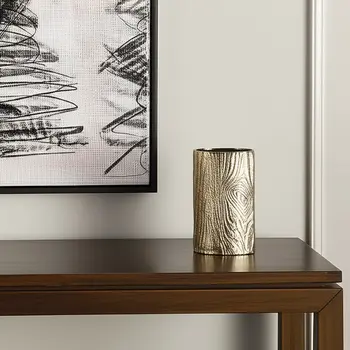 10" Gold Oval Aluminum Table Vase
