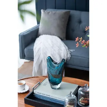 10" Cerulean Oval Glass Table Vase