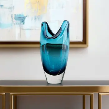 10" Cerulean Oval Glass Table Vase