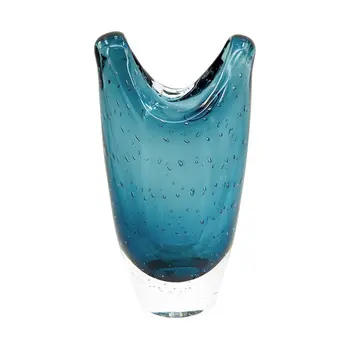 10" Cerulean Oval Glass Table Vase