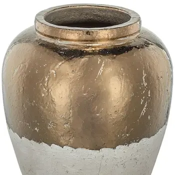 16" Beige and Bronze Terracotta Round Jug Vase