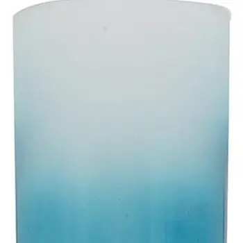 18" Blue And Gold Round Glass Table Vase