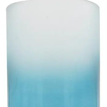 21" Blue And Gold Round Glass Table Vase