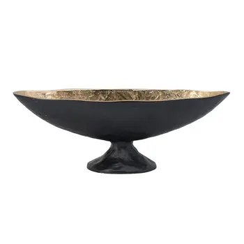 5" Black And Gold Oval Aluminum Table Vase