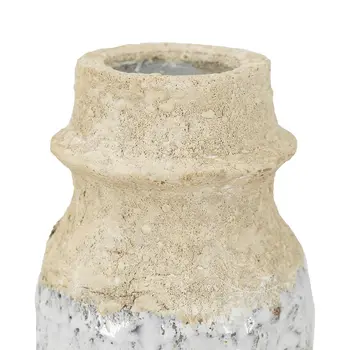 10" Beige And Ivory Round Terracotta Table Vase