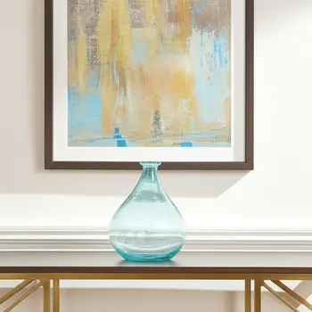 10" Aqua Bud Glass Table Vase