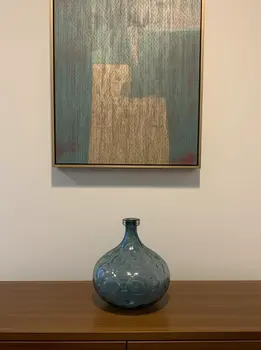 13" Light Blue Bud Glass Table Vase
