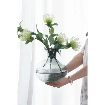 9" Light Gray Round Glass Table Vase
