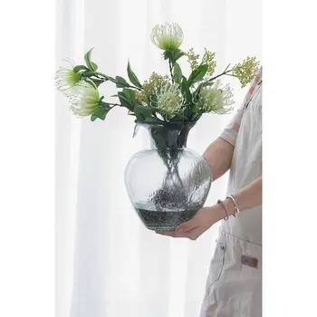 10" Light Gray Round Glass Table Vase