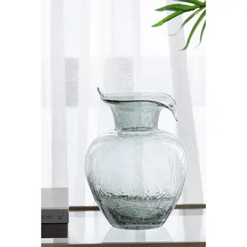 10" Light Gray Round Glass Table Vase