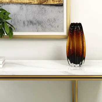 12" Burnt Umber Wavy Glass Table Vase