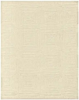 6' X 9' Ivory Wool Geometric Hand Knotted Area Rug